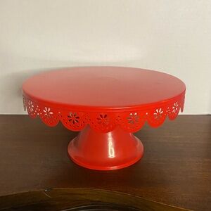 Red Decorative lightweight metal Cake Stand. Perfect for Valentines goodies.